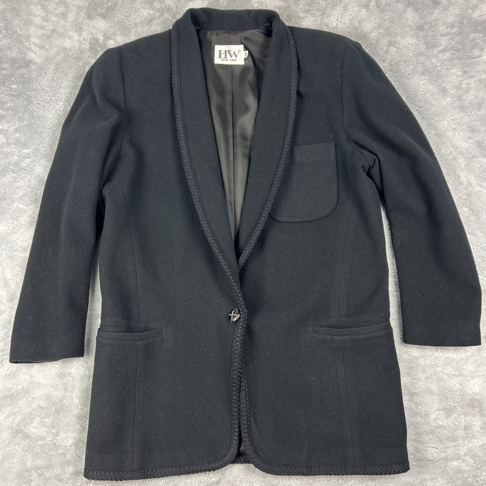 Vintage HW New York Women's Jacket‎ Medium Black 80% Wool 20% Lambswool USA
